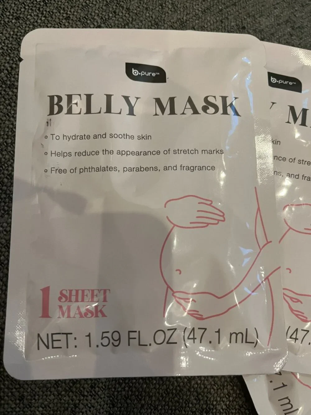 Belly Masks (Set of 3) Hydrating Soothing Stretch Mark Care B-Pure (THREE)